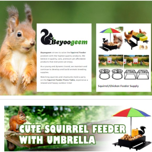 Squirrel & Chipmunk Miniature Metal Picnic Table w/Corn Cob Holder & Umbrella - Picture 12 of 12